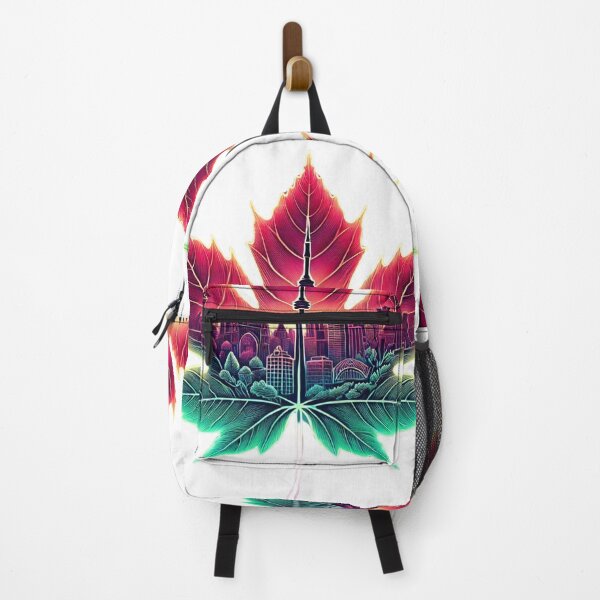Item preview, Toronto Skyline Neon on a Leaf /CN Tower Toronto Canada Cityscape/Green-Red designed and sold by BeatyinChaos.