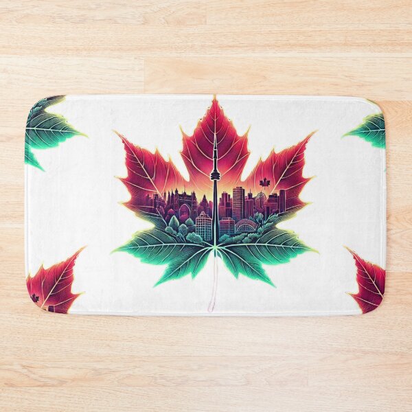 Item preview, Toronto Skyline Neon on a Leaf /CN Tower Toronto Canada Cityscape/Green-Red designed and sold by BeatyinChaos.