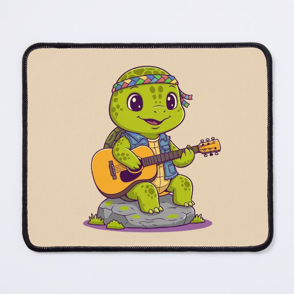 Item preview, Turtle Playing Guitar Cartoon – Hippie Animal Music Art designed and sold by Royalsticker.