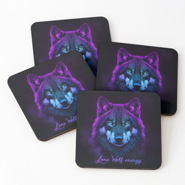 Item preview, Lone Wolf Energy – Neon Cyber Wolf Art designed and sold by Kavya Art.