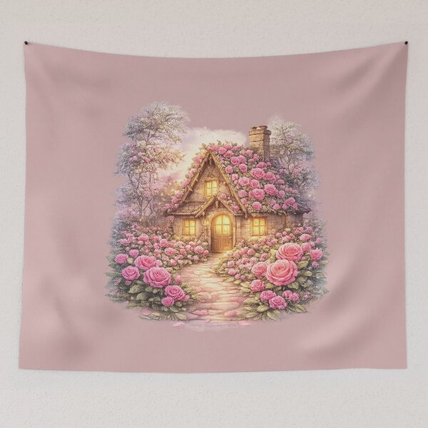 Item preview, Enchanted Rose Cottage – Romantic Fairy Garden House | Soft Floral Fantasy Aesthetic designed and sold by MrsMimpi.