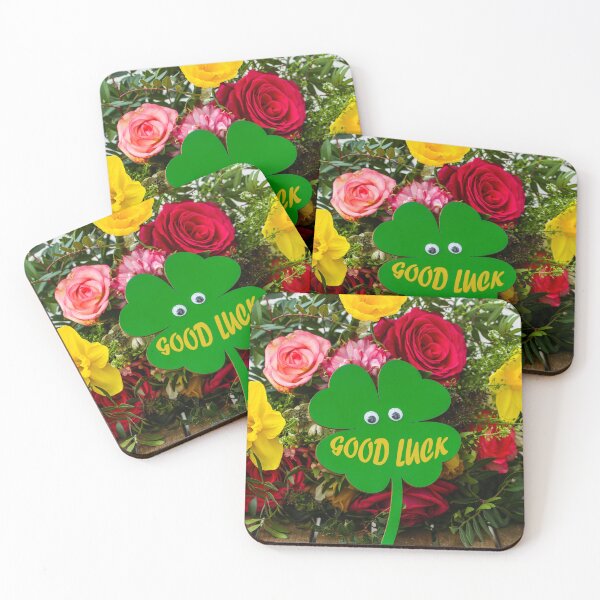 Item preview, lucky four leaf clover with flowers bouquet designed and sold by Isar1.
