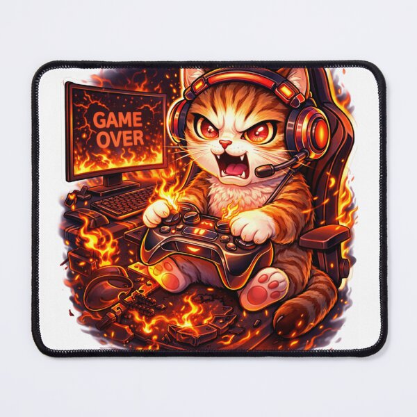 Item preview, Angry Gamer Cat Game Over Funny Gaming Sticker designed and sold by MyDesignNest1.