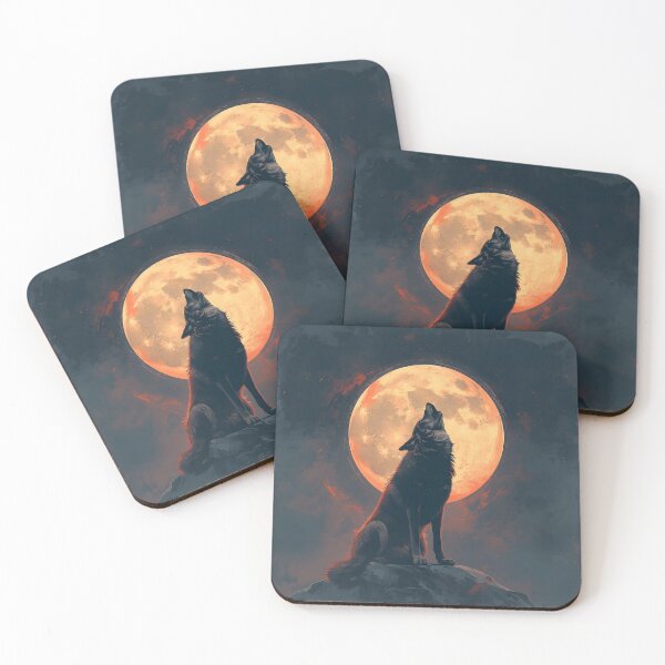 Item preview, Midnight Howl Lone Wolf Under the Blood Moon designed and sold by Kavya Art.
