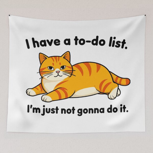 Item preview, Funny Procrastination Ginger Cat To-Do List Quote designed and sold by Echo-Draw.
