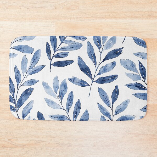 Item preview, Elegant Watercolor Leaves Pattern Indigo Blue designed and sold by tonymagnerart.