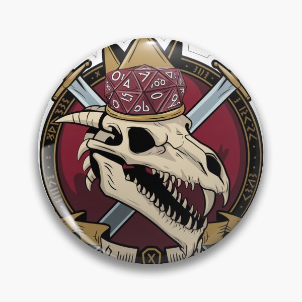 Item preview, Dungeon Master Dragon Skull D20 Vintage Badge designed and sold by BlumeBaloo.