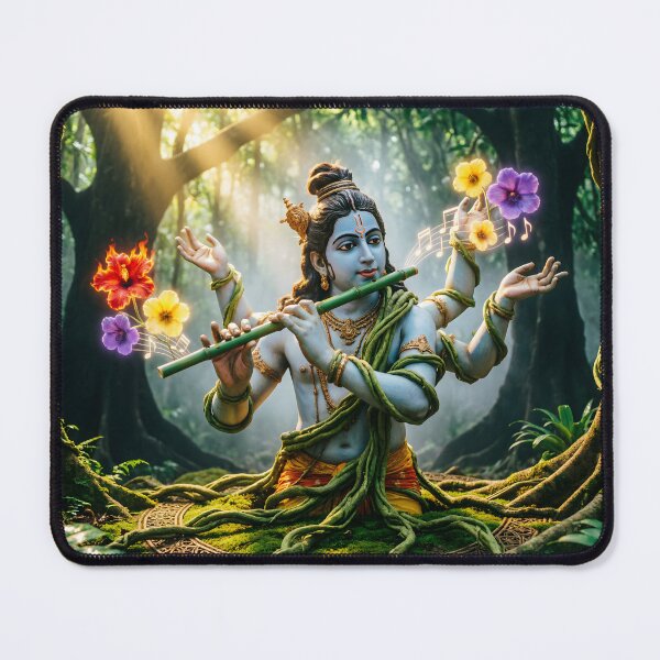 Item preview, Krishna Flute Art — Mystical Spiritual Illustration designed and sold by Schoenenwald - Illustrations Uniques et Originales.