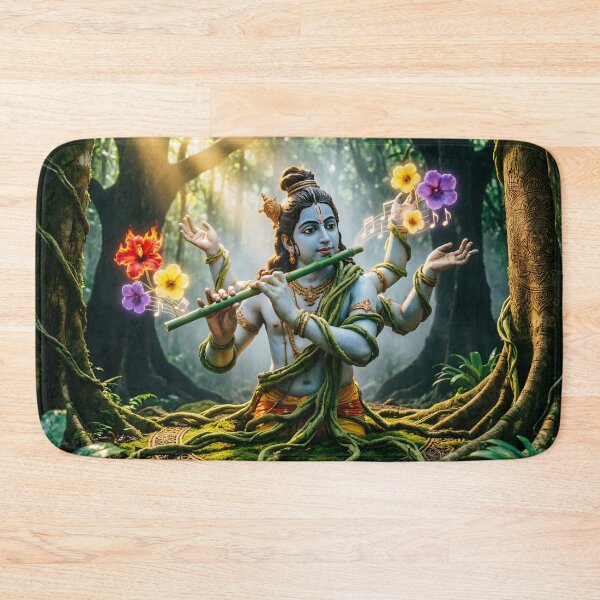 Item preview, Krishna Flute Art — Mystical Spiritual Illustration designed and sold by Schoenenwald — Art Japonais, Zen & Nature.