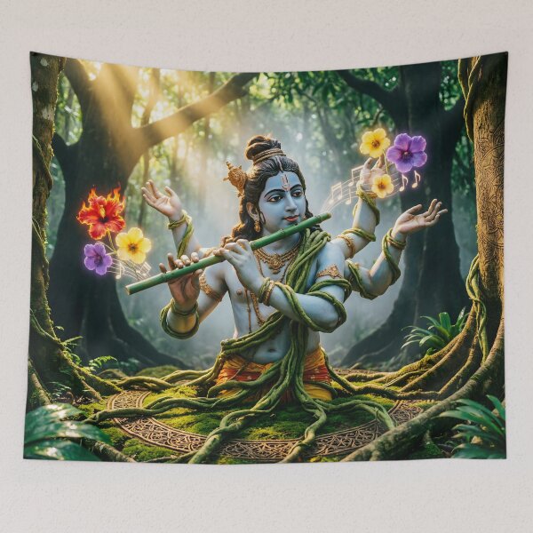 Item preview, Krishna Flute Art — Mystical Spiritual Illustration designed and sold by Schoenenwald - Illustrations Uniques et Originales.