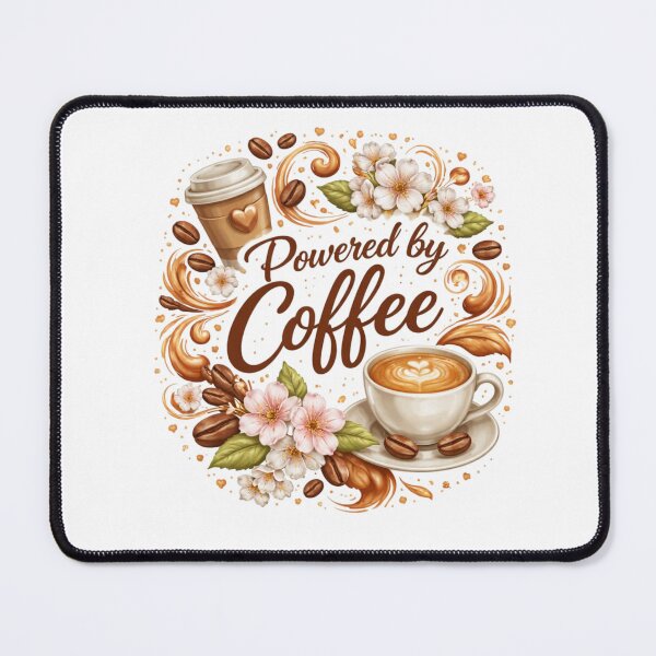 Item preview, Powered by Coffee – Cute Aesthetic Coffee Lover Quote Design designed and sold by Sanika arts .