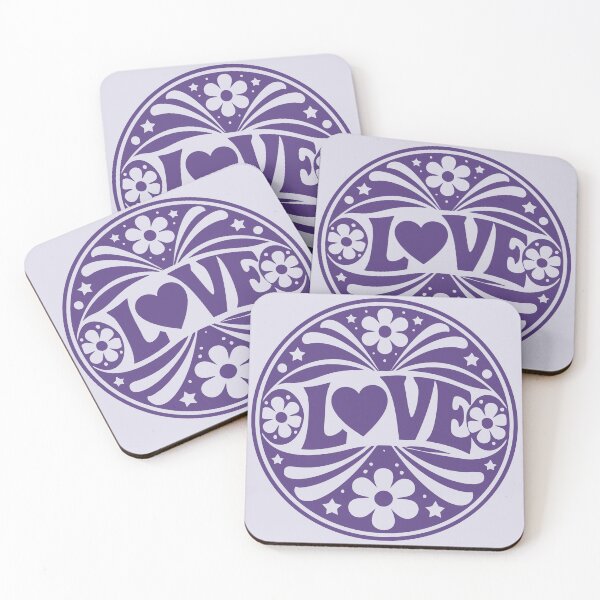 Item preview, Retro Love Groovy Floral Circle Purple | 70s Hippie Love Badge Design designed and sold by GinColorist.