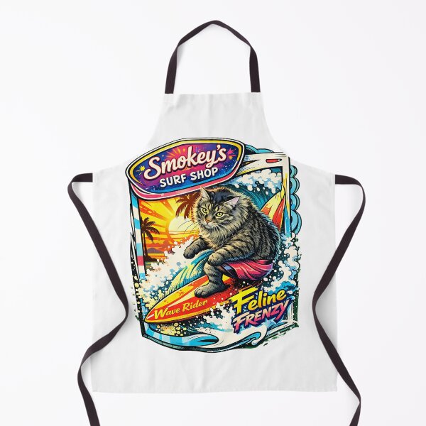 Item preview, Smokey’s Surf Shop Cat Surfer Wave Rider Retro Poster Vibrant Coastal Vibes designed and sold by Thread-Riot.