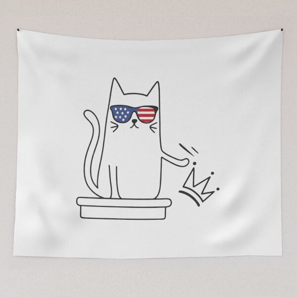 Item preview, Cat No Kings in America, Funny Political Cat, Anti Trump designed and sold by toongstudio.