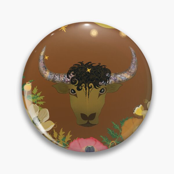 Item preview, Celestial Taurus: Earthy Zodiac Bull with Whimsical Florals designed and sold by phatlizzardart.