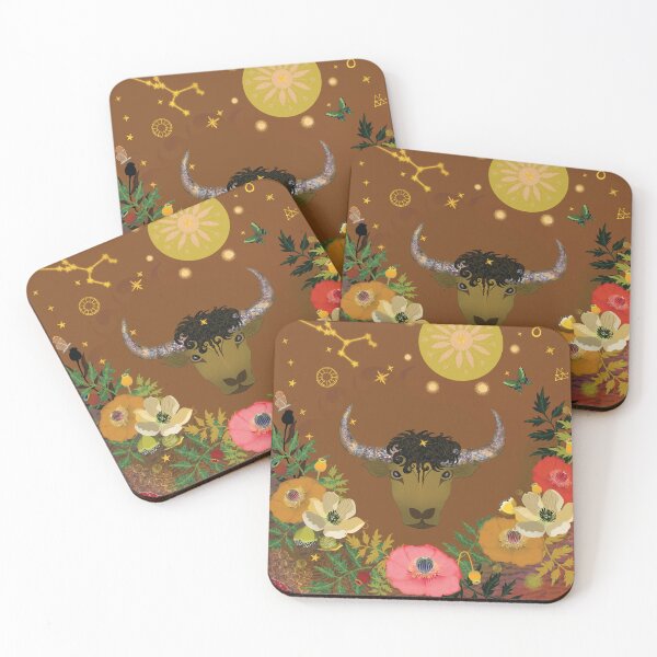 Item preview, Celestial Taurus: Earthy Zodiac Bull with Whimsical Florals designed and sold by phatlizzardart.