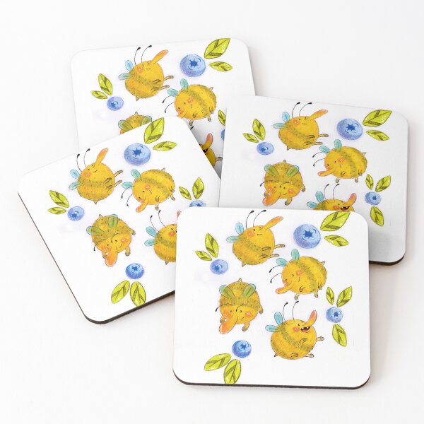 Item preview, Cute Big Nose Bees and Blueberries designed and sold by sankura.