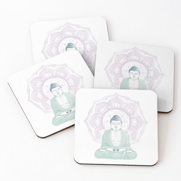 Item preview, Buddha Padma Watercolor - Snow Peacock Mint - Dust Halo designed and sold by Irene Estelle.