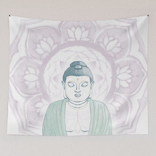 Item preview, Buddha Padma Watercolor - Snow Peacock Mint - Dust Halo designed and sold by Irene Estelle.
