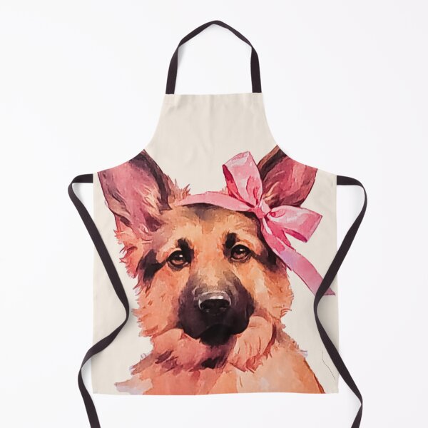 Item preview, Coquette German Shepherd with Pink Bow | Watercolor Dog Art designed and sold by Tokraz-art.
