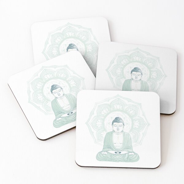 Item preview, Buddha Padma Watercolor - Snow Peacock Mint - Mint Halo designed and sold by Irene Estelle.