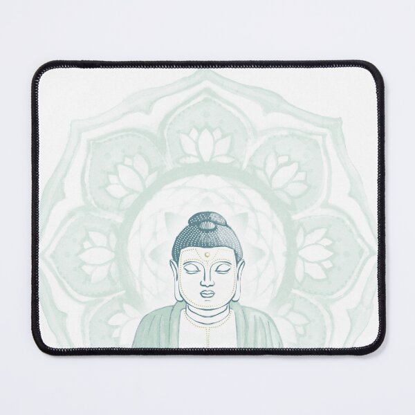 Item preview, Buddha Padma Watercolor - Snow Peacock Mint - Mint Halo designed and sold by Irene Estelle.