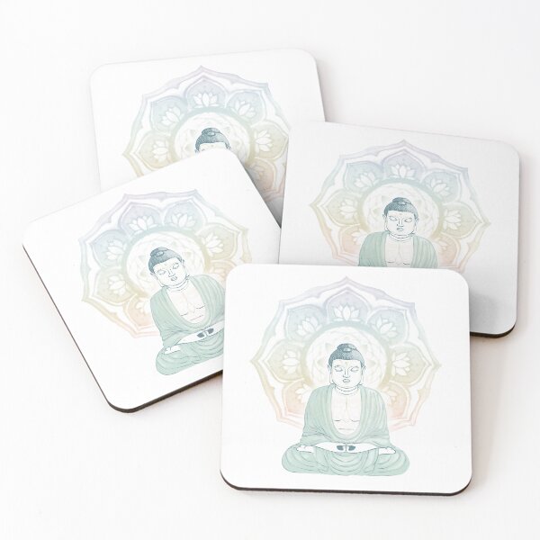 Item preview, Buddha Padma Watercolor - Snow Peacock Mint - Rainbow Sorbet Halo designed and sold by Irene Estelle.