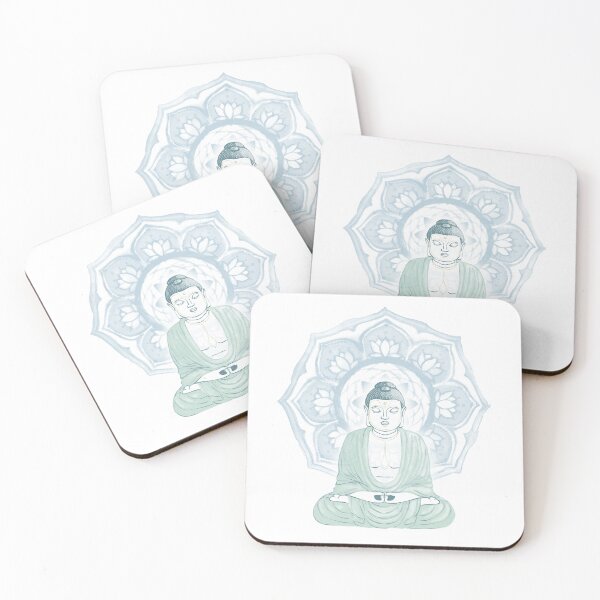 Item preview, Buddha Padma Watercolor - Snow Peacock Mint - Sky Halo designed and sold by Irene Estelle.