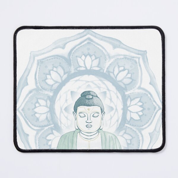 Item preview, Buddha Padma Watercolor - Snow Peacock Mint - Sky Halo designed and sold by Irene Estelle.