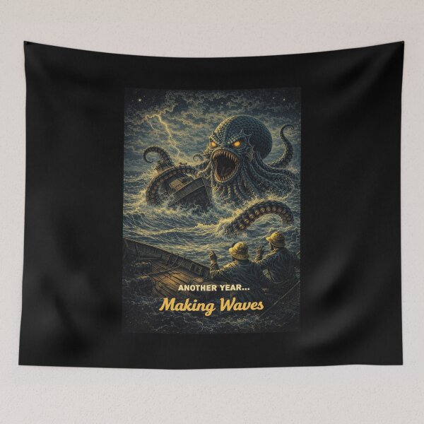Item preview, Filmed in Retrovision: Kraken Sea Monster Birthday Card – Making Waves designed and sold by Haunted House of Cards.