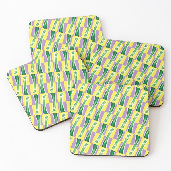 Item preview, Retro Spring Onion Pattern on Yellow and Lilac Checkerboard designed and sold by Fabulosa Designs.