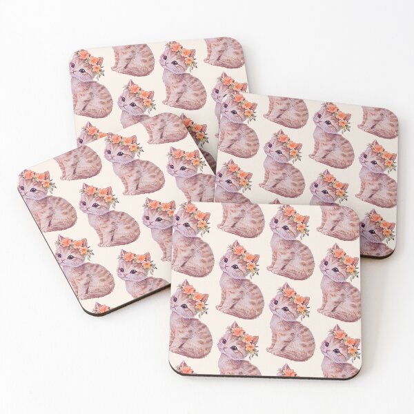 Item preview, Cute Gray Cat with Pink Bow | Soft Aesthetic Watercolor Illustration  designed and sold by Tokraz-art.