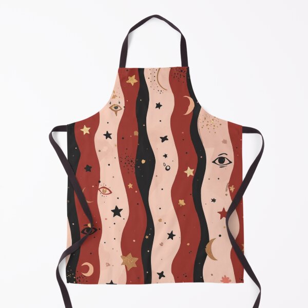 Item preview, Circus stripe pattern with eyes & stars – Surreal boho design in red, beige, and black designed and sold by LAtelierNoir.