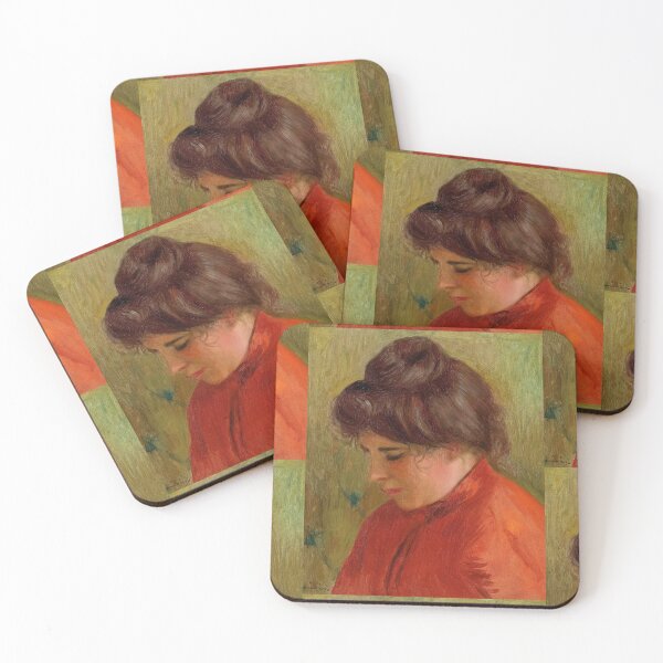 Item preview, Gabrielle En Rouge by Pierre-Auguste Renoir: Warm Impressionist Portrait Poster designed and sold by artofuniverse.