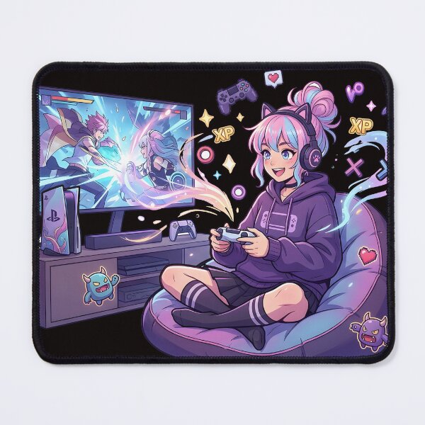 Item preview, Anime Gamer Girl Plays PlayStation Art designed and sold by WalterAdd.