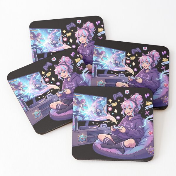 Item preview, Anime Gamer Girl Plays PlayStation Art designed and sold by WalterAdd.
