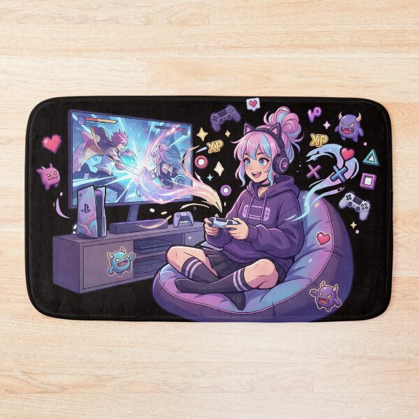 Item preview, Anime Gamer Girl Plays PlayStation Art designed and sold by WalterAdd.