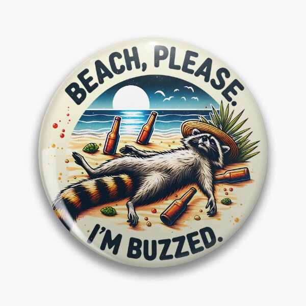 Item preview, Beach Please I'm Buzzed Funny Raccoon Party Animal Summer Beach Drinker designed and sold by Testarossi Designs.