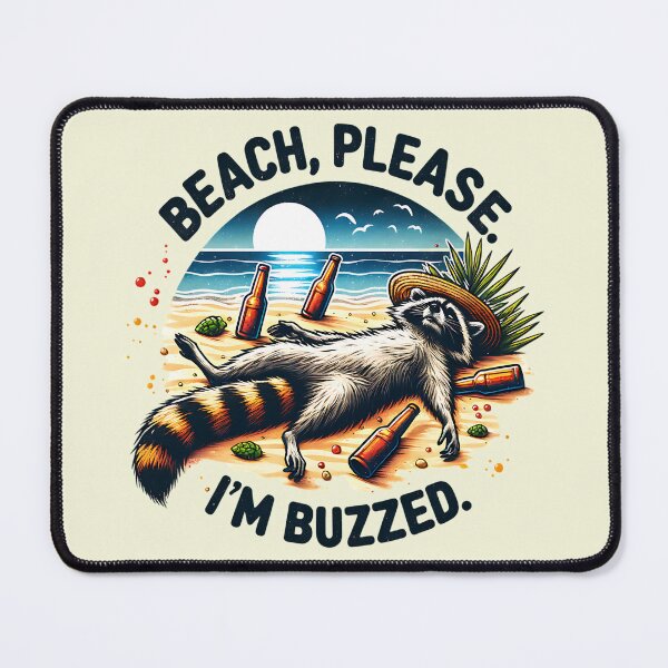 Item preview, Beach Please I'm Buzzed Funny Raccoon Party Animal Summer Beach Drinker designed and sold by Testarossi Designs.