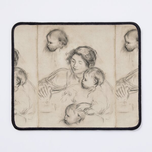 Item preview, Gabrielle Et Jean Renoir Jouant Etude by Pierre-Auguste Renoir: Minimalist Mother Child Study designed and sold by artofuniverse.