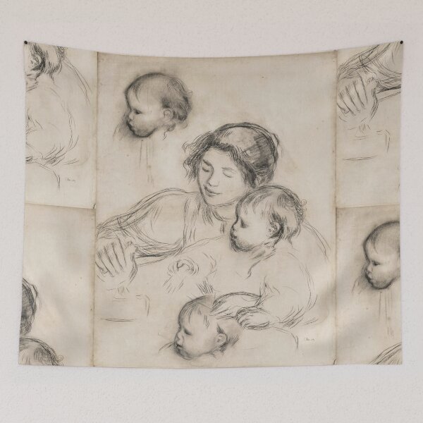 Item preview, Gabrielle Et Jean Renoir Jouant Etude by Pierre-Auguste Renoir: Minimalist Mother Child Study designed and sold by artofuniverse.