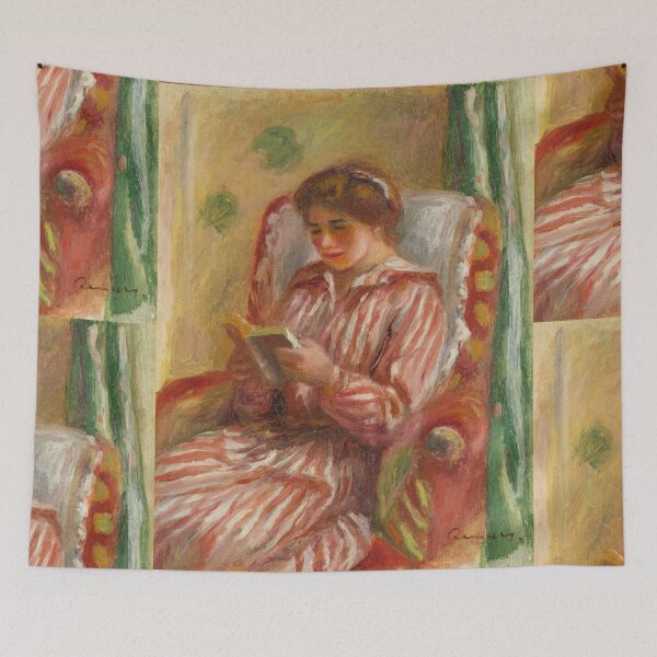 Item preview, Gabrielle Lisant by Pierre-Auguste Renoir: Cozy Impressionist Reading Nook Poster designed and sold by artofuniverse.