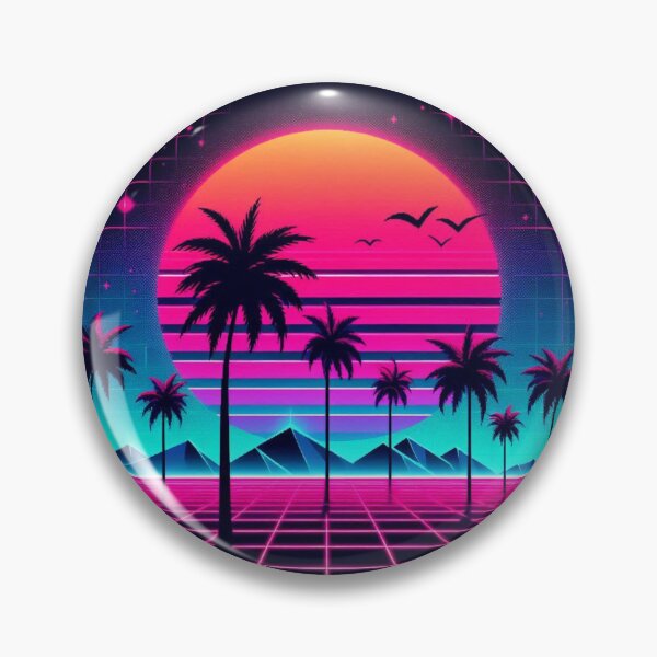 Item preview, Synthwave Sunset – Neon Tropical Vibes designed and sold by Dogandesighn.