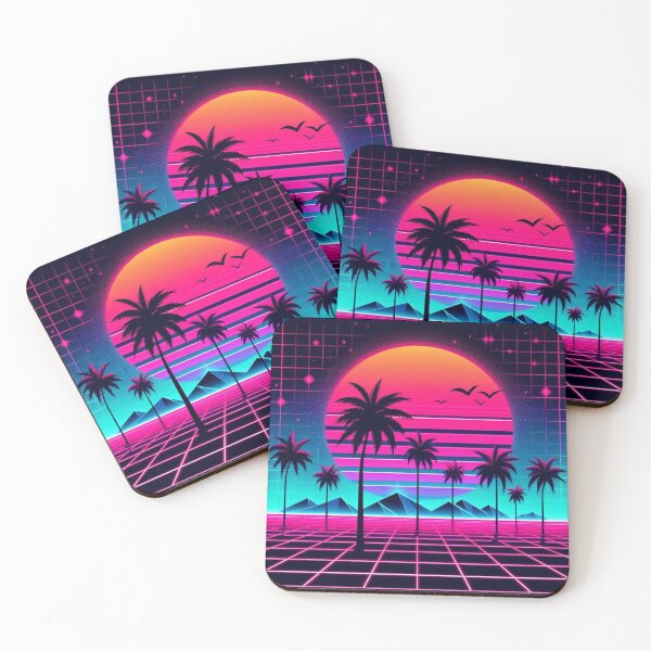 Item preview, Synthwave Sunset – Neon Tropical Vibes designed and sold by Dogandesighn.