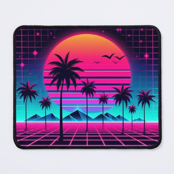 Item preview, Synthwave Sunset – Neon Tropical Vibes designed and sold by Dogandesighn.