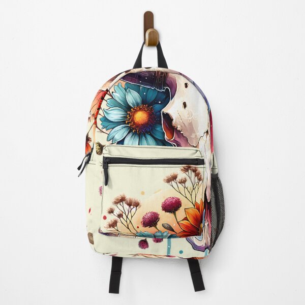 Item preview, Bull Skull Watercolor Floral Boho Western Desert Cow Skull Art designed and sold by Testarossi Designs.
