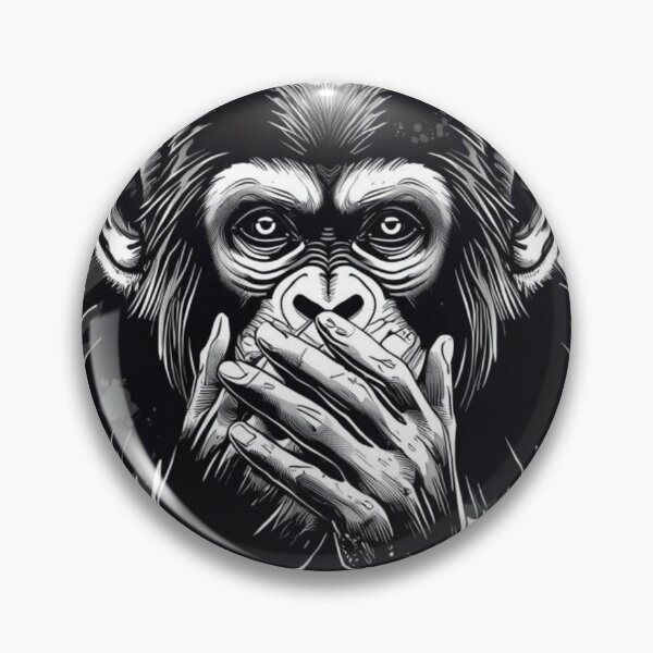 Item preview, Speak No Evil Third Monkey Urban Ink Art Japanese Wisdom Gift designed and sold by QuikFun.