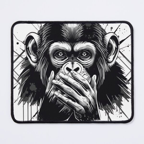 Item preview, Speak No Evil Third Monkey Urban Ink Art Japanese Wisdom Gift designed and sold by QuikFun.