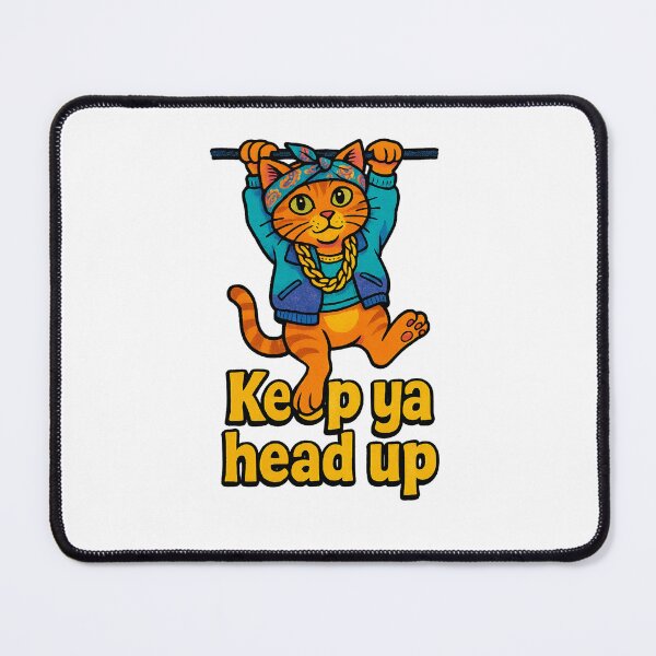 Item preview, Keep Ya Head Up Cat Parody Design | Cartoon Rapper Cat Hanging on Clothesline | Hip Hop Meme Funny Cat Art designed and sold by Donsean22.