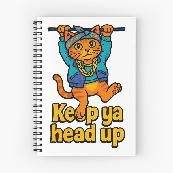 Item preview, Keep Ya Head Up Cat Parody Design | Cartoon Rapper Cat Hanging on Clothesline | Hip Hop Meme Funny Cat Art designed and sold by Donsean22.